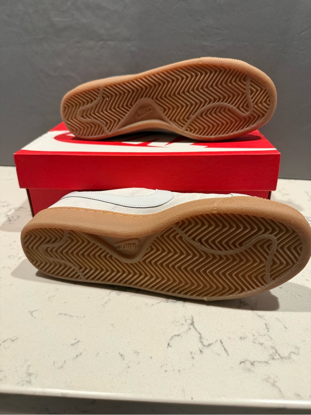 Nike Light Gray Suede Sneakers with Gum Sole - Picture 9 of 10